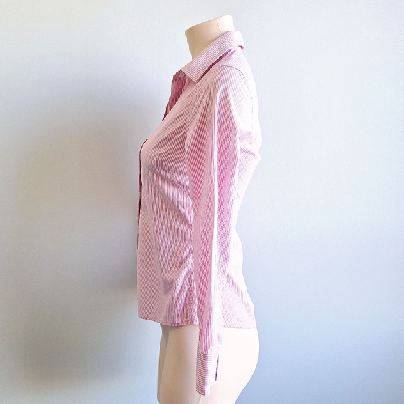 🅱️🅾️G🅾️ Banana Republic Non-iron fitted shirt in red stripes - Picture 3 of 10